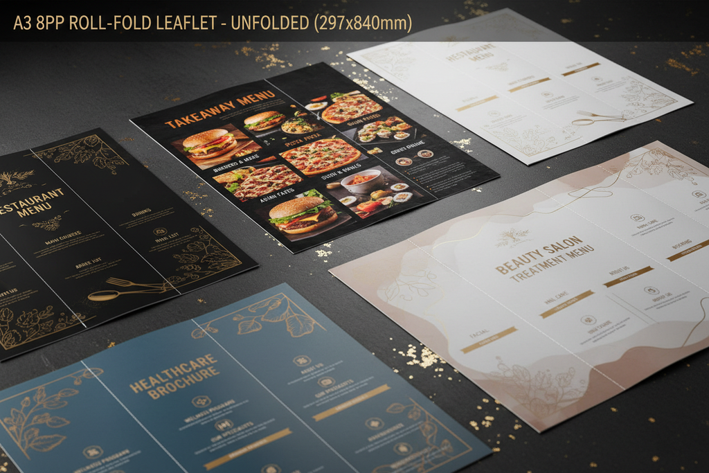 A3 Folded Leaflets - Unfolded with Fold Lines