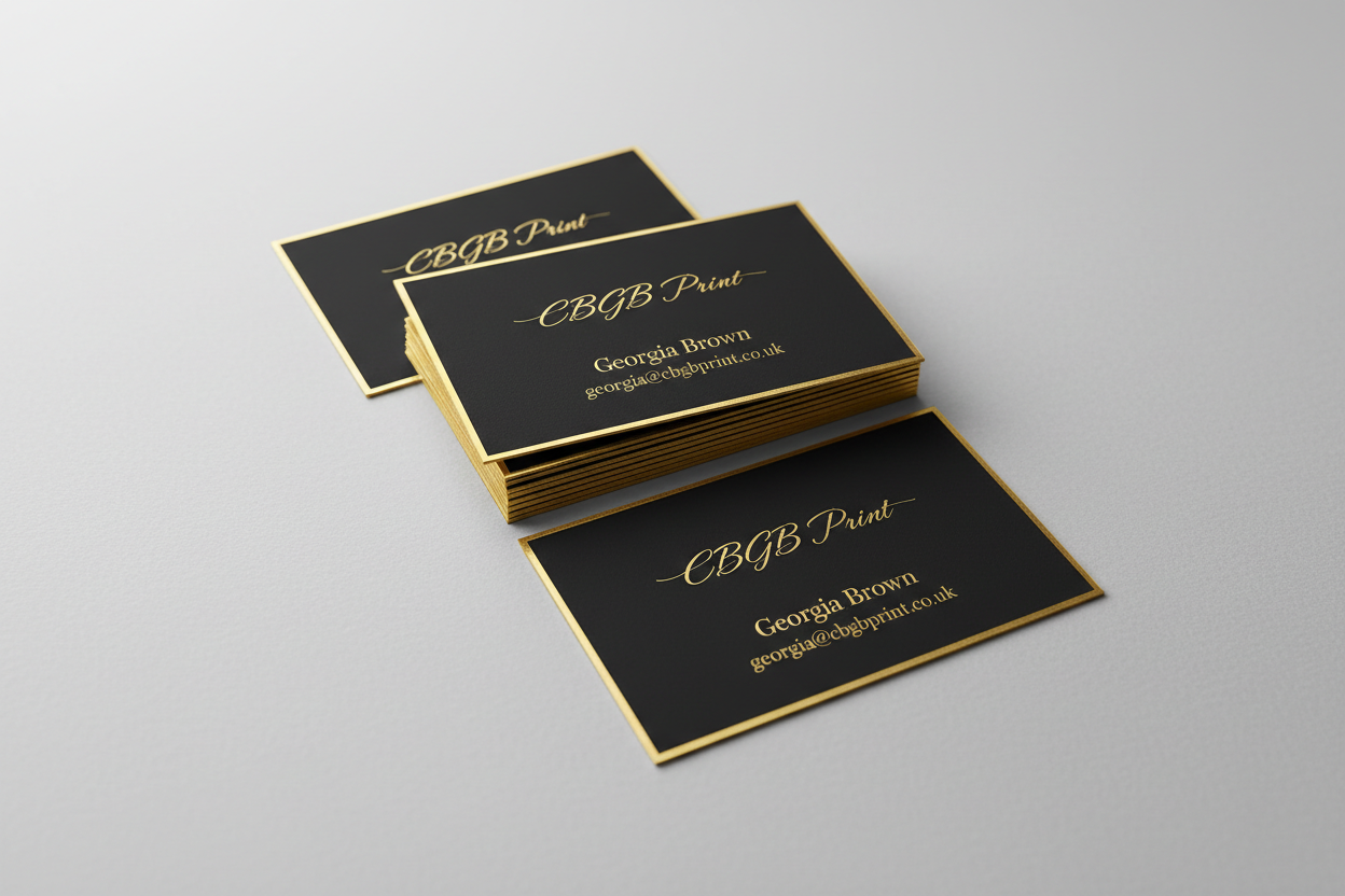 Black Business Cards with Gold Trim - CBGB Print