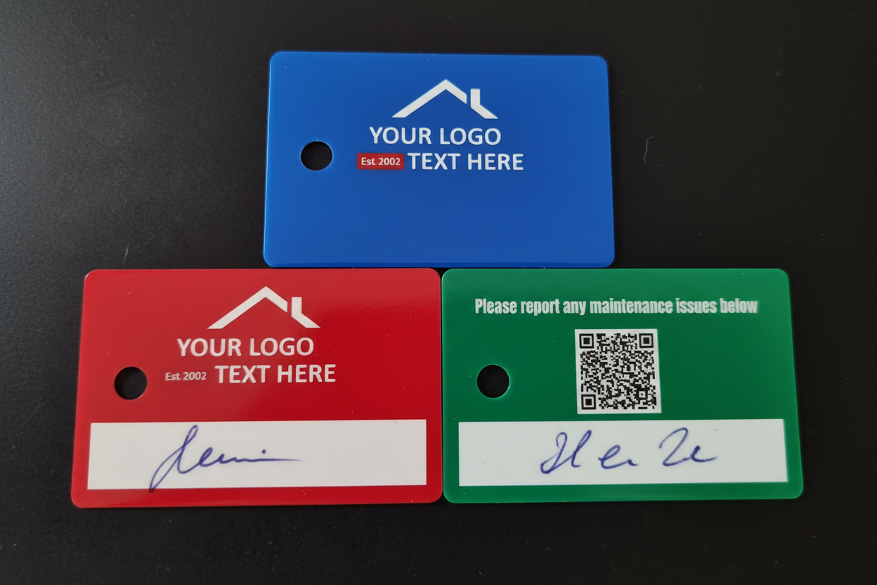 Colourful Key Tags Front & Back