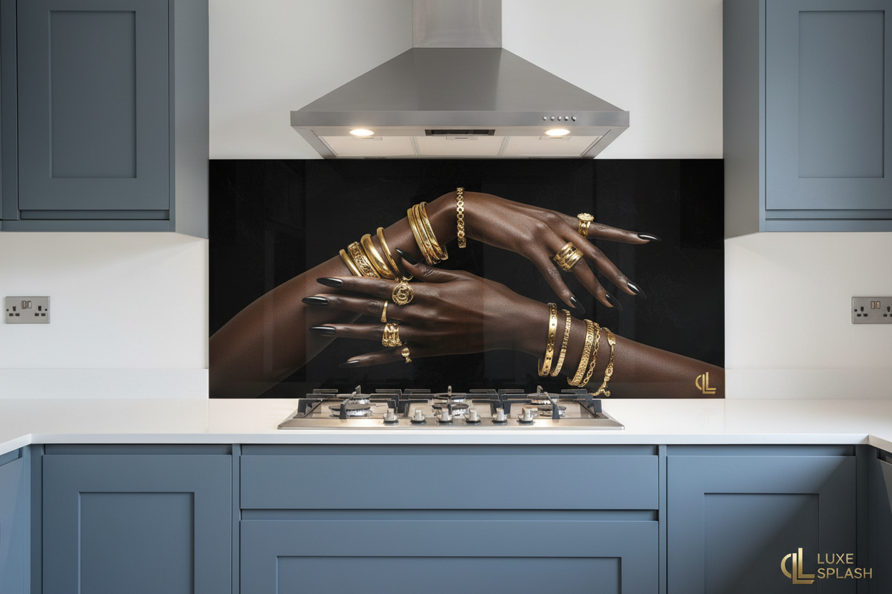 Gold Black Hands Splashback