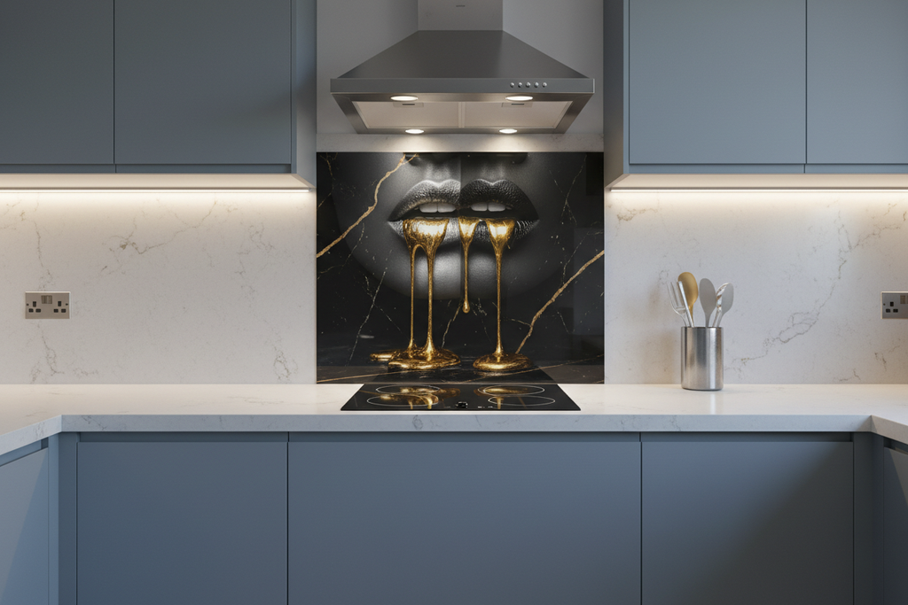 Gold Black Lips Splashback