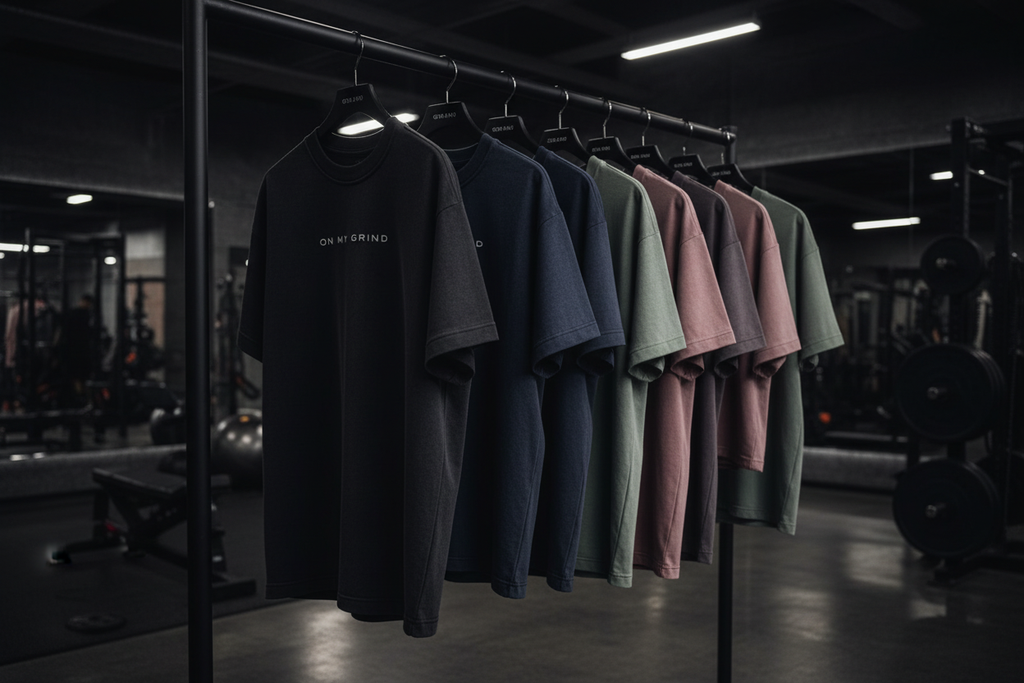 GRIND T-Shirts on Clothing Rail – Side On