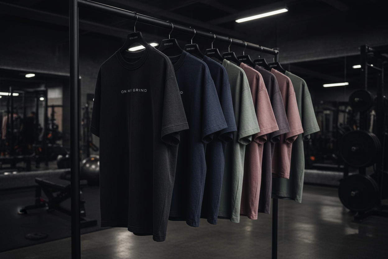 GRIND T-Shirts on Clothing Rail – Side On