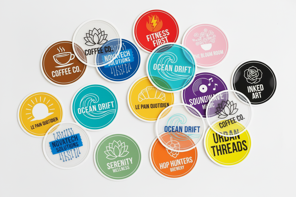 Multi-industry stickers with clear transparent mix